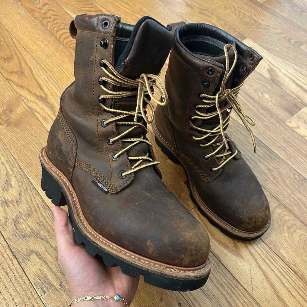 Red Wing 4417 Loggermax 9 Inch Brown Leather Safety Toe Work Boots Size 7.5 D